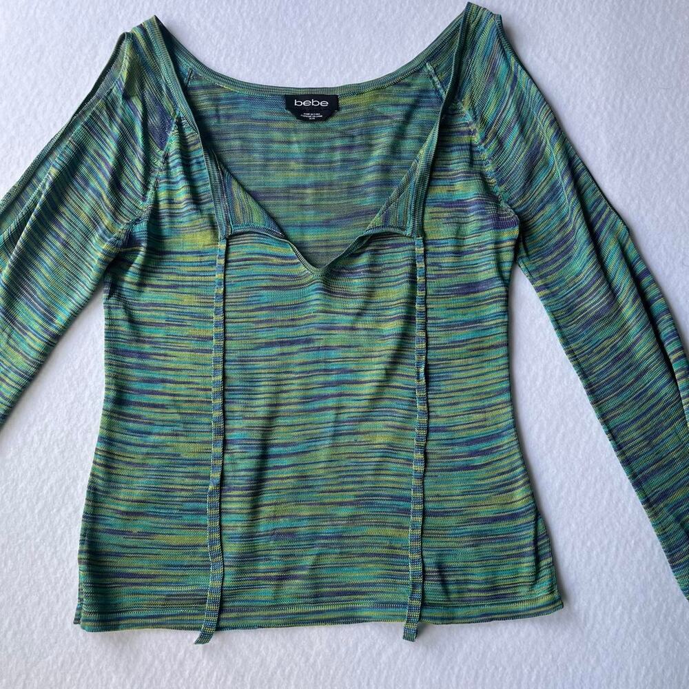 Bebe Y2K Space Dye Cutout Knit Top